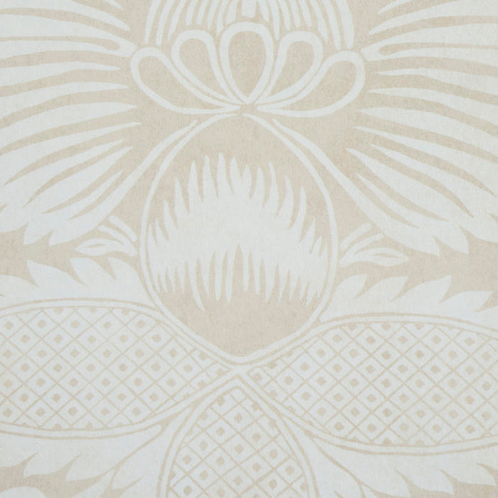 Schumacher Villandry Damask Print Neutral Wallpaper Sample 5011751