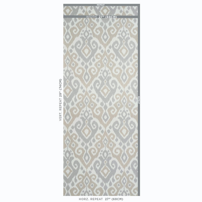 Schumacher Dedra Damask Sand & Grey Wallpaper Sample 5011762