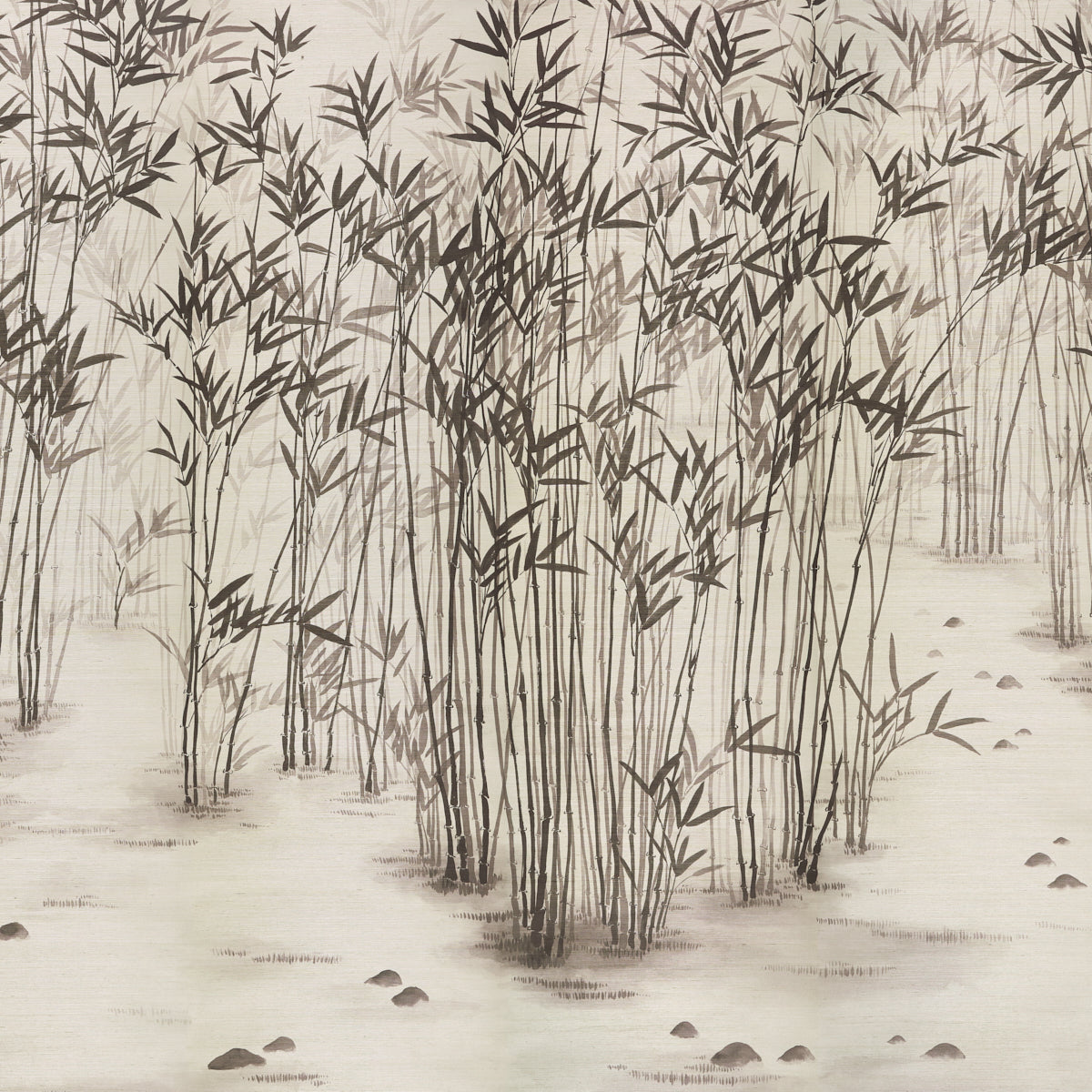 Schumacher Kanji Sisal Panel Set Ink Wallpaper Sample 5011780