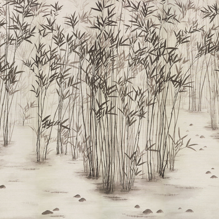 Schumacher Kanji Sisal Panel Set Ink Wallpaper Sample 5011780