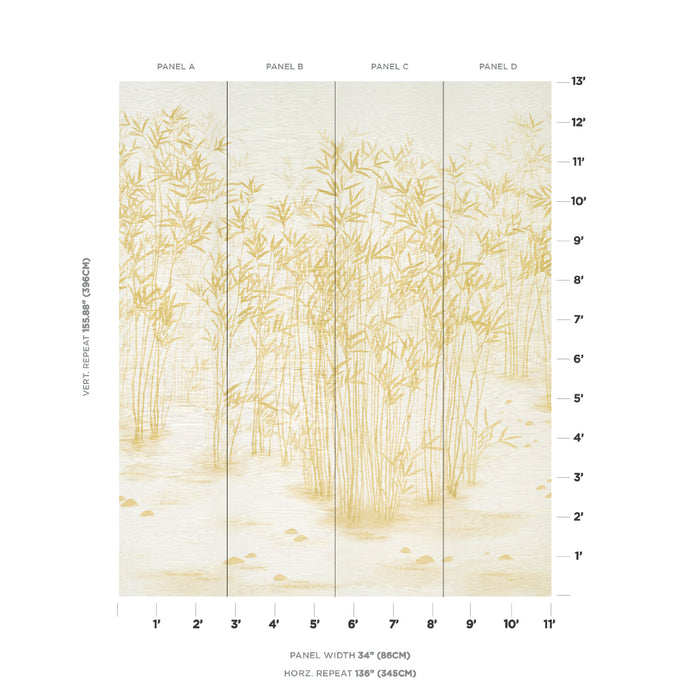 Schumacher Kanji Sisal Panel Set Ochre Wallpaper Sample 5011781