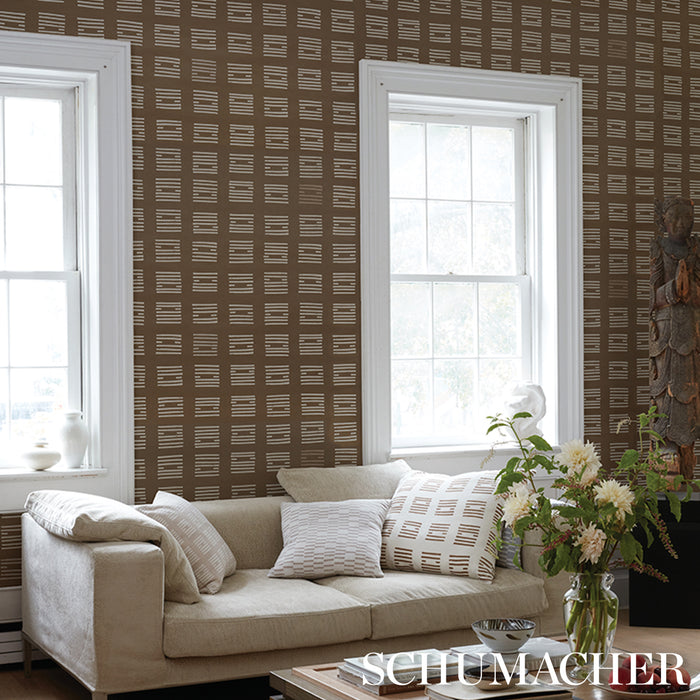 Schumacher Tiasquam Brown Wallpaper 5011824