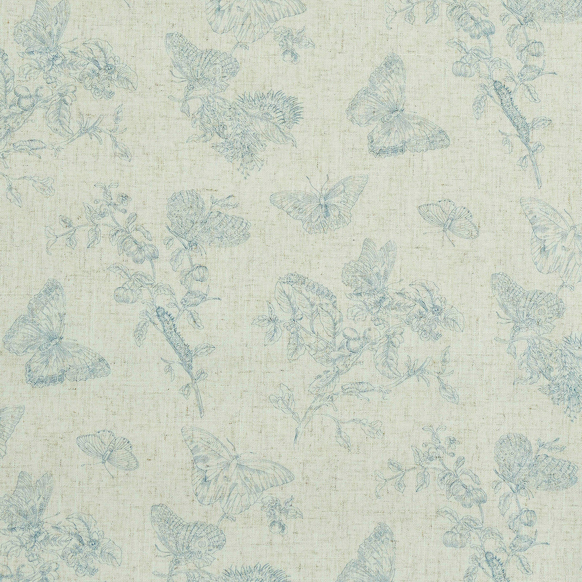 Schumacher Baudin Butterfly Linen Blue Wallpaper Sample 5011831