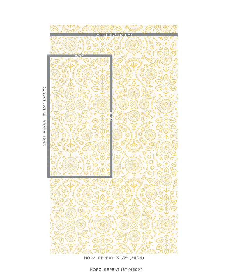 Schumacher Tiana Yellow Wallpaper Sample 5011842
