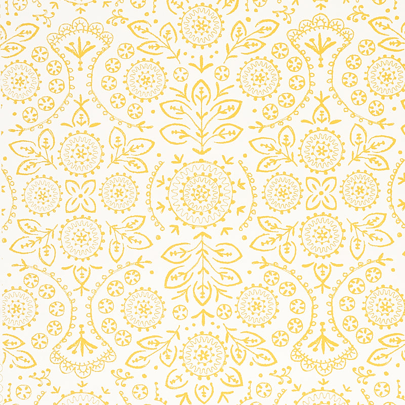 Schumacher Tiana Yellow Wallpaper Sample 5011842