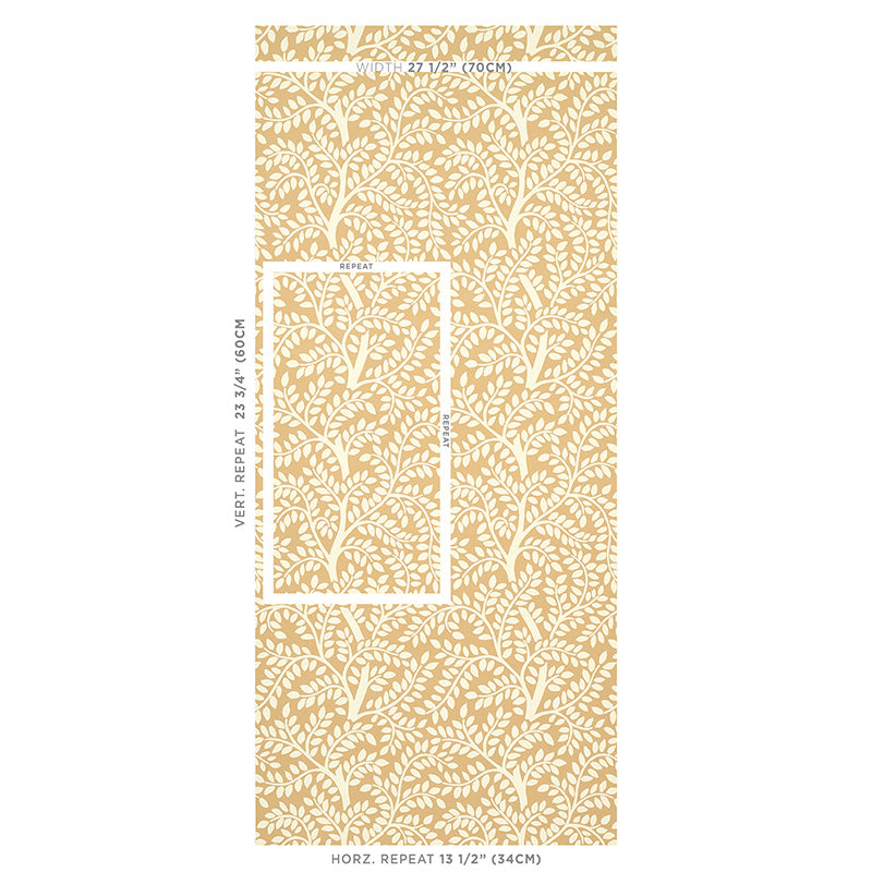 Schumacher Temple Garden II Sand Wallpaper Sample 5011961