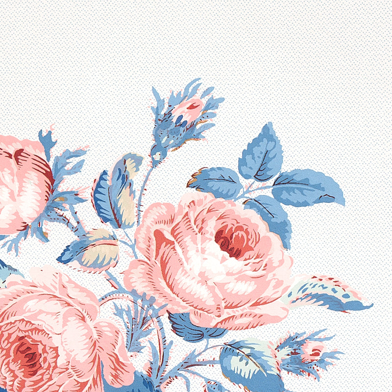 Schumacher Loudon Rose Rose & Blue Wallpaper Sample 5012032