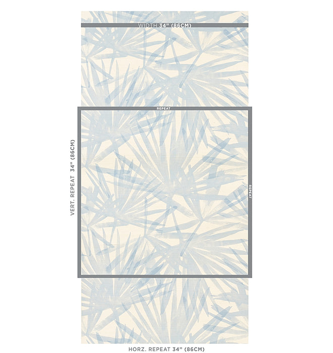 Schumacher Sunlit Palm Sisal Chambray Wallpaper 5012040