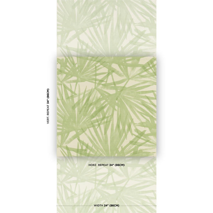 Schumacher Sunlit Palm Sisal Pistachio Wallpaper Sample 5012042