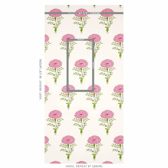 Schumacher Marigold Pink Wallpaper Sample 5012070