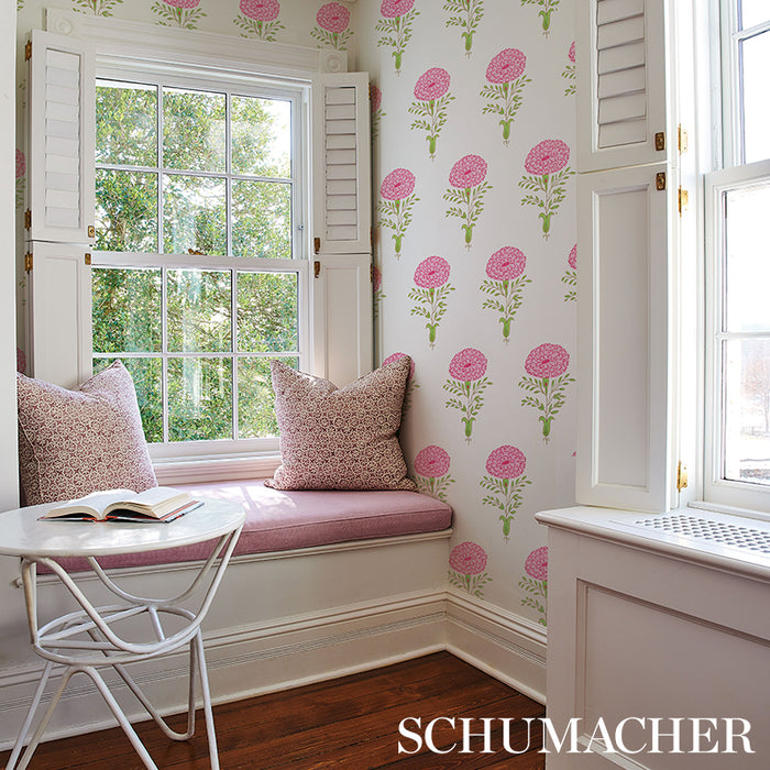 Schumacher Marigold Pink Wallpaper Sample 5012070
