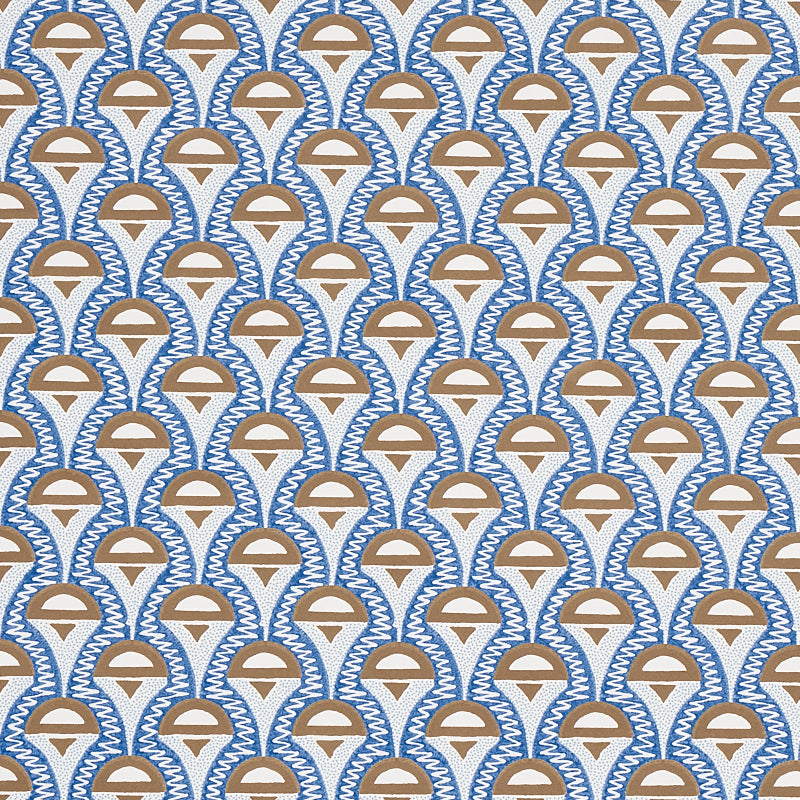 Schumacher Abelino Blue & Brown Wallpaper Sample 5012081
