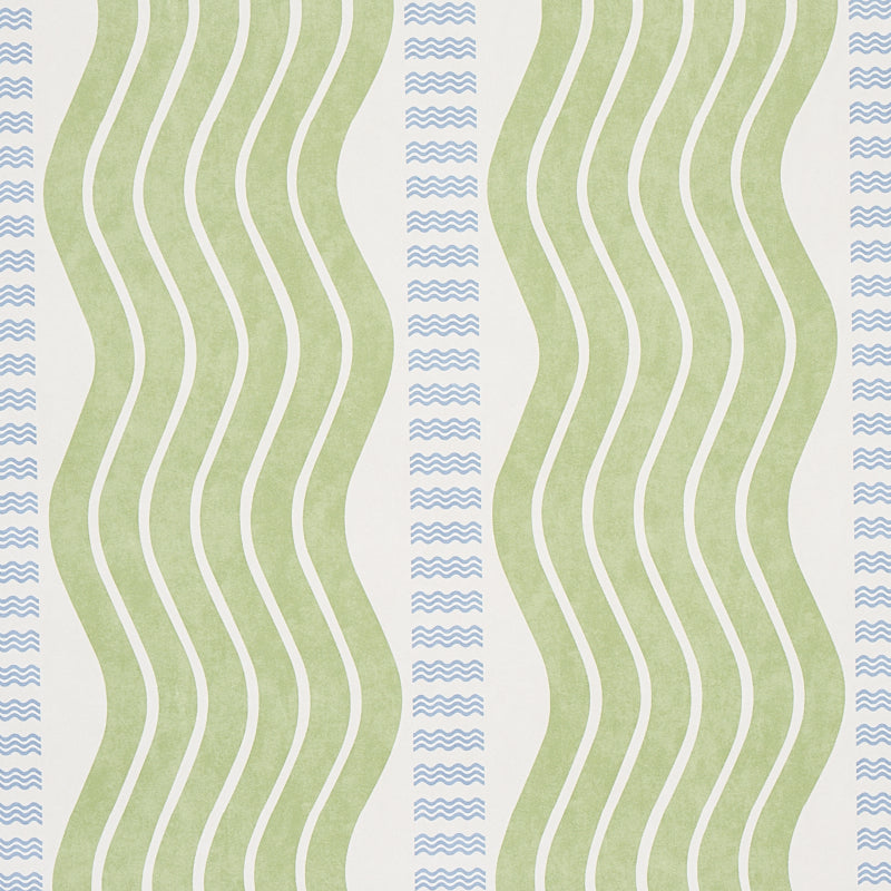Schumacher Sina Stripe Green Wallpaper 5012120