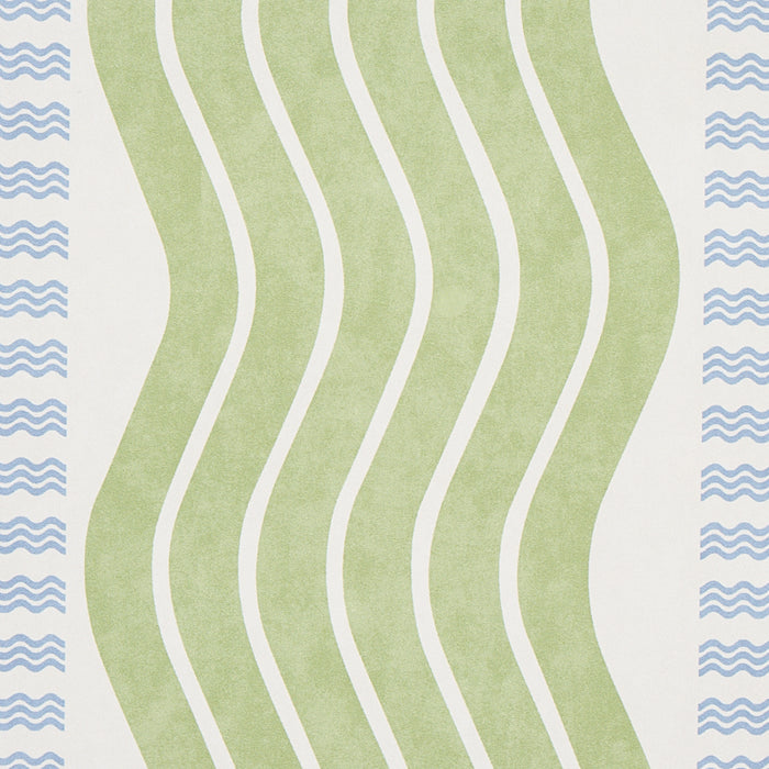 Schumacher Sina Stripe Green Wallpaper 5012120