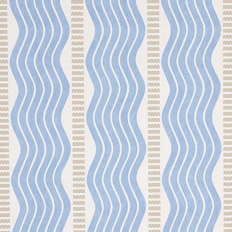 Schumacher Sina Stripe Blue Wallpaper Sample 5012122