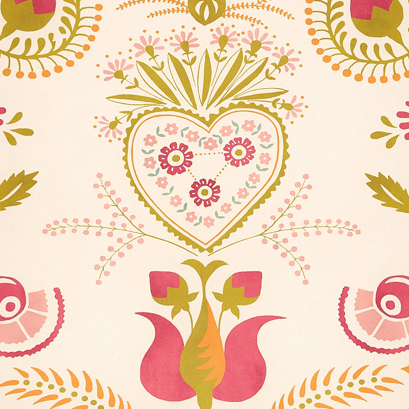 Schumacher Orla Panel Magenta Wallpaper 5012150