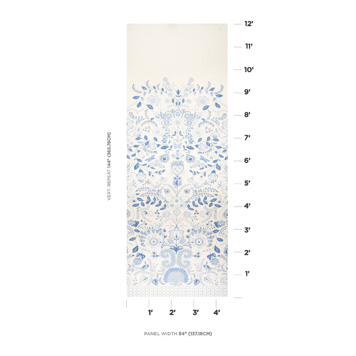 Schumacher Orla Panel Blue Wallpaper Sample 5012151