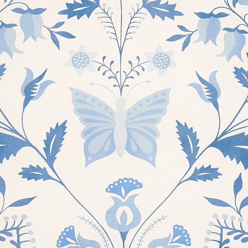 Schumacher Orla Panel Blue Wallpaper Sample 5012151