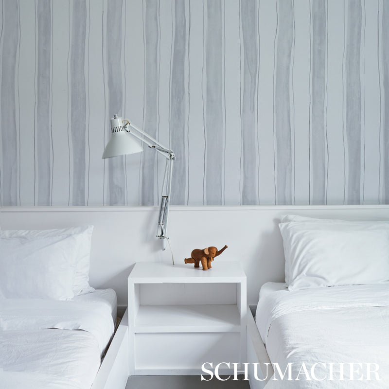 Schumacher Tracing Stripes Grey Wallpaper Sample 5012171