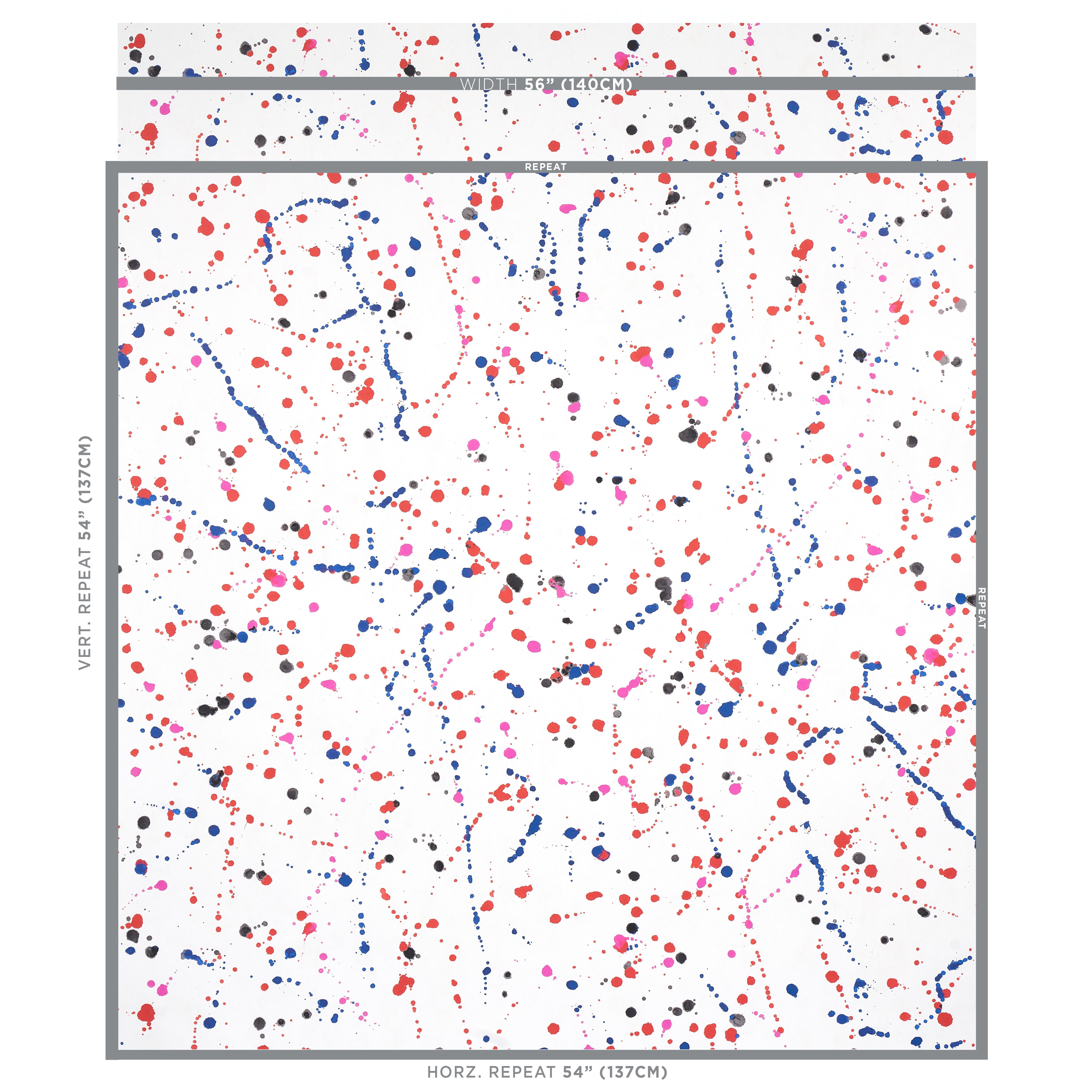 Schumacher Ink Splash Red & Blue Wallpaper Sample 5012180