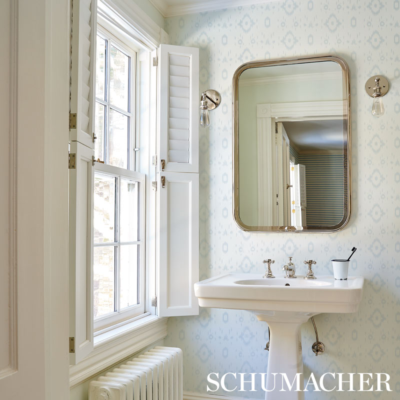 Schumacher Tabitha Orpington Blue Wallpaper Sample 5012200