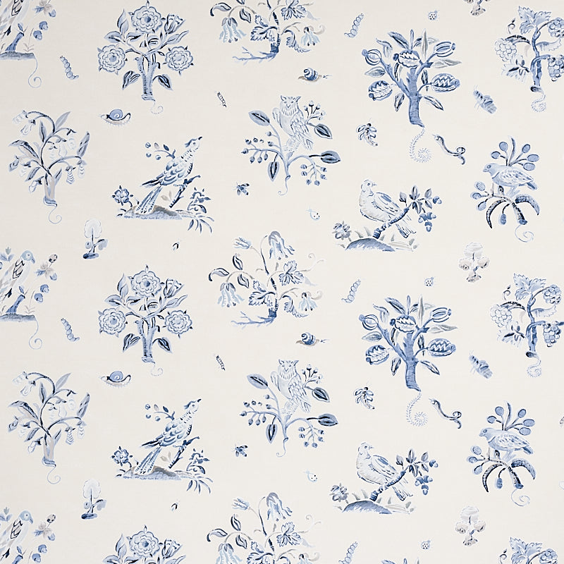 Schumacher Magical Menagerie Blues Wallpaper Sample 5012212