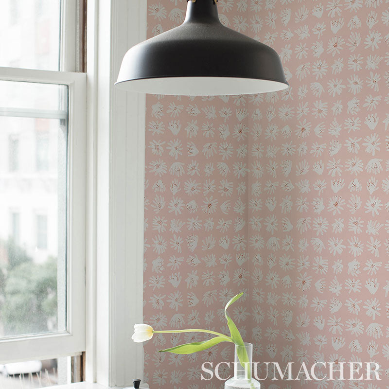 Schumacher Meadow Rock Blush Wallpaper Sample 5012230