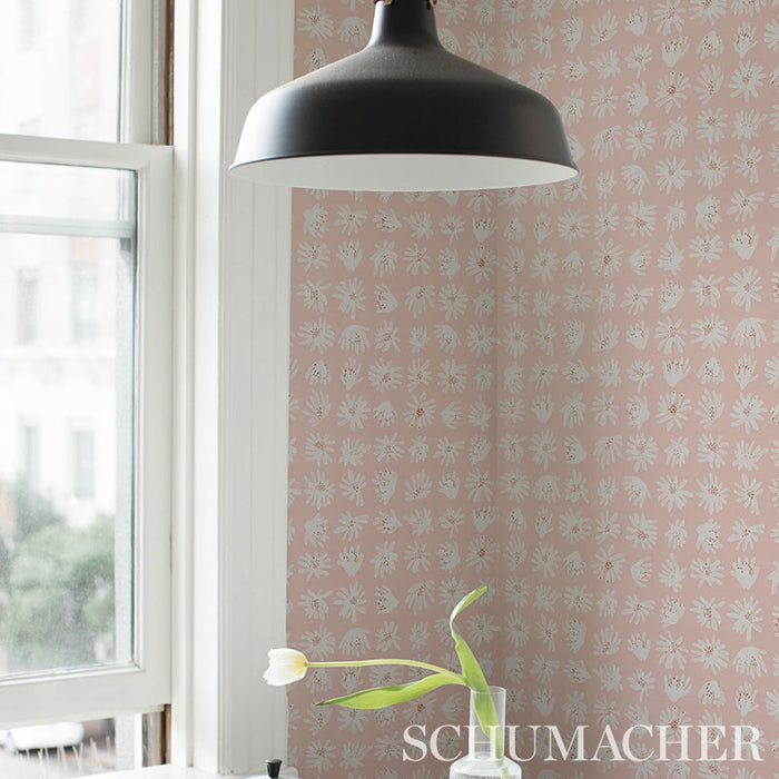 Schumacher Meadow Rock Blush Wallpaper Sample 5012230