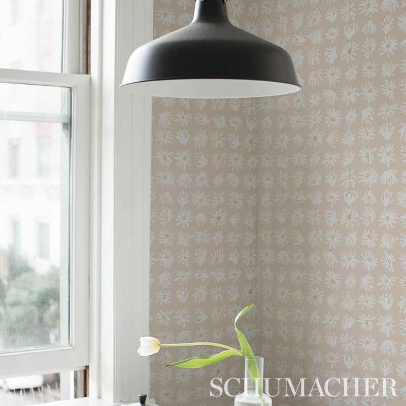Schumacher Meadow Rock Neutral Wallpaper Sample 5012231