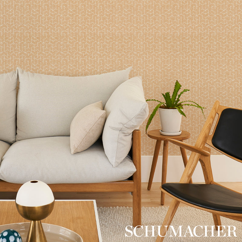 Schumacher Coleridge Wheat Wallpaper Sample 5012251