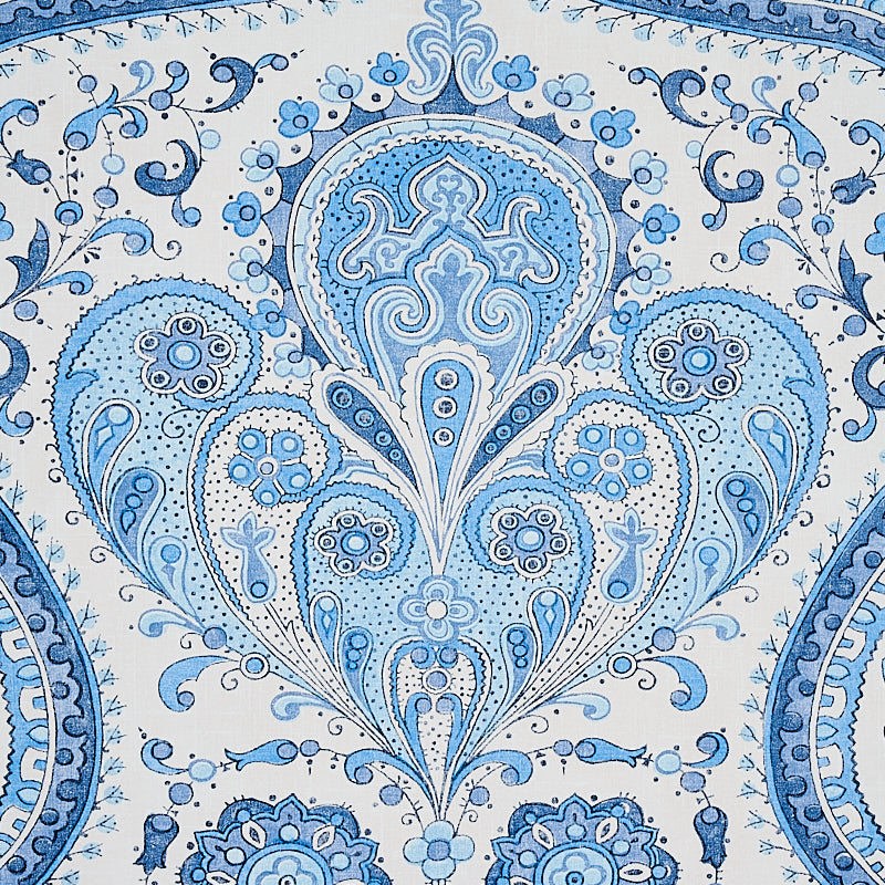 Schumacher Paisley Court Blue Wallpaper Sample 5012270