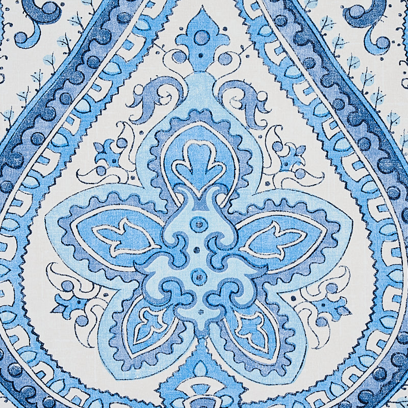 Schumacher Paisley Court Blue Wallpaper Sample 5012270