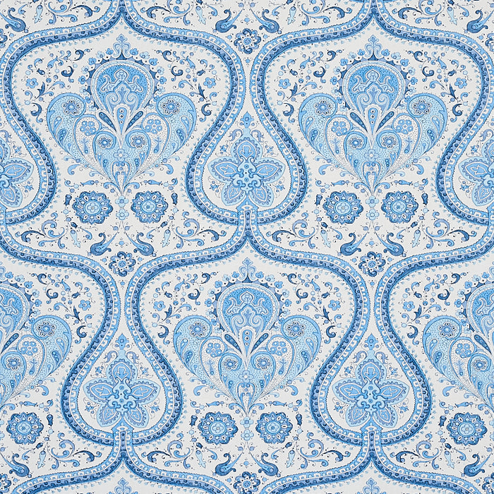 Schumacher Paisley Court Blue Wallpaper Sample 5012270