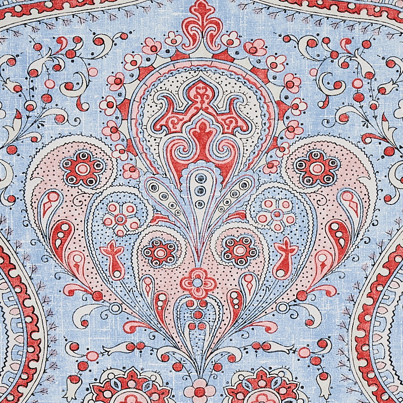 Schumacher Paisley Court Chambray Wallpaper Sample 5012271