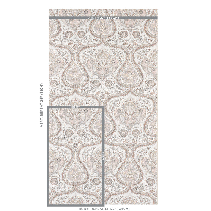 Schumacher Paisley Court Sand Wallpaper Sample 5012272