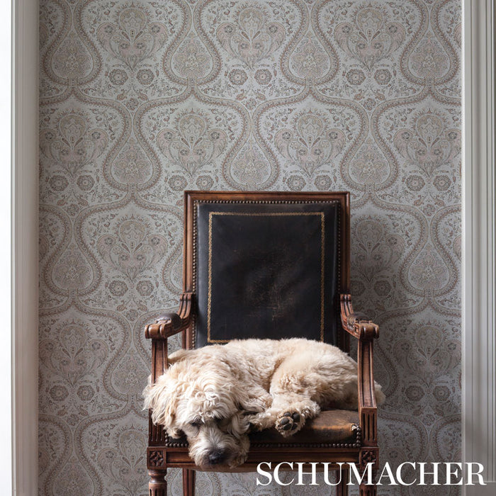 Schumacher Paisley Court Sand Wallpaper Sample 5012272