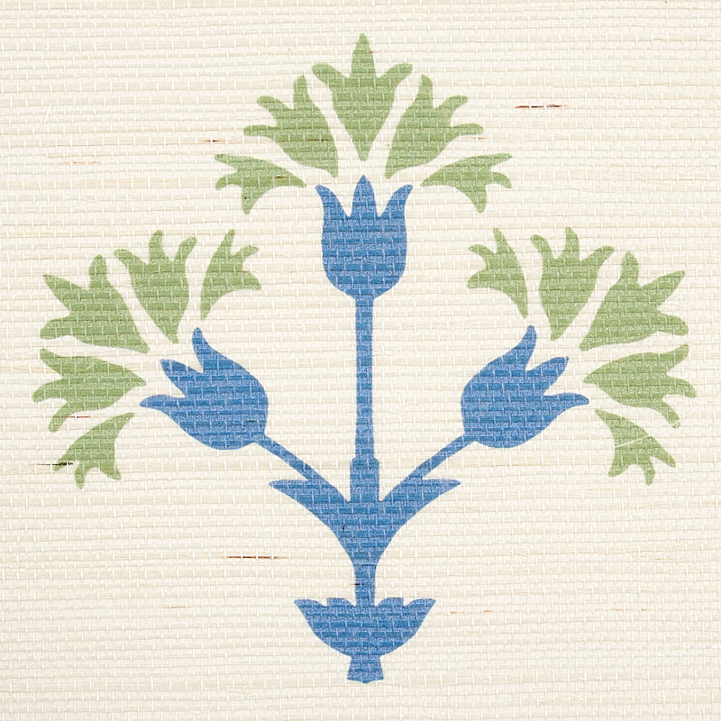 Schumacher Chamba Crown Sisal Green Wallpaper 5012280