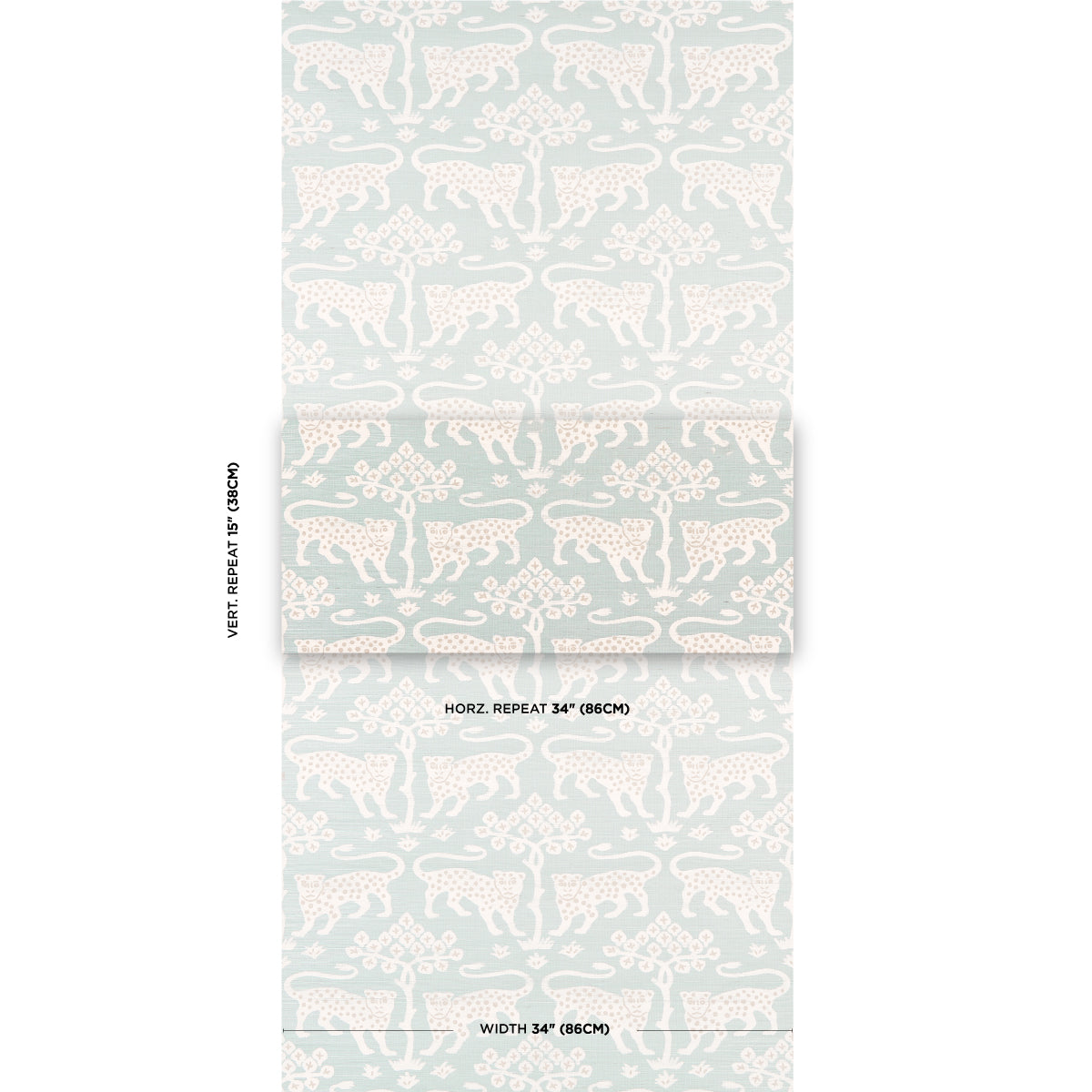 Schumacher Woodland Leopard Sisal Waterblue Wallpaper 5012301