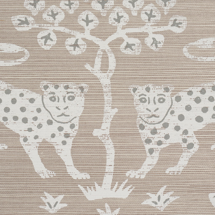 Schumacher Woodland Leopard Sisal Silver Wallpaper Sample 5012304