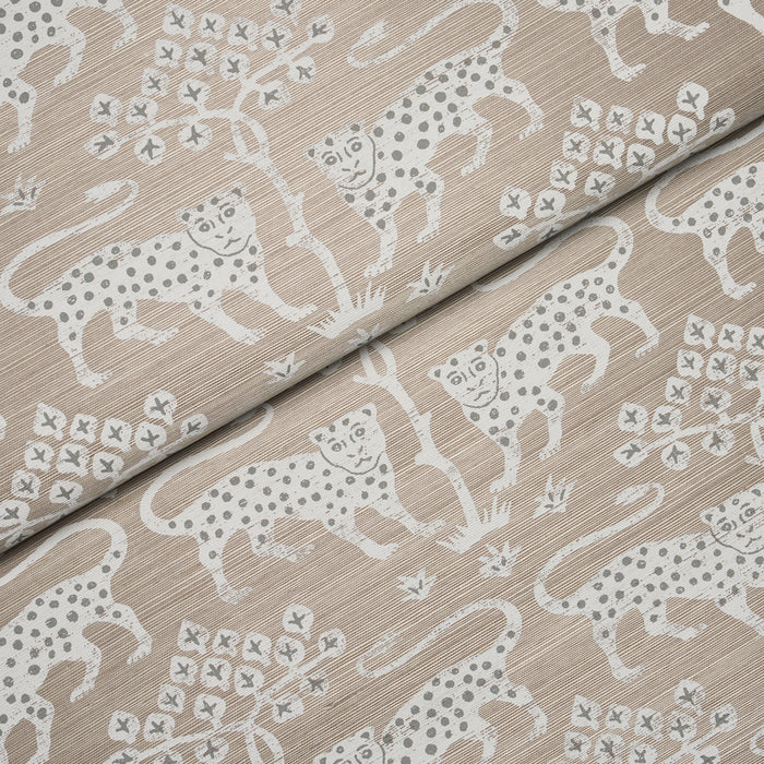 Schumacher Woodland Leopard Sisal Silver Wallpaper 5012304