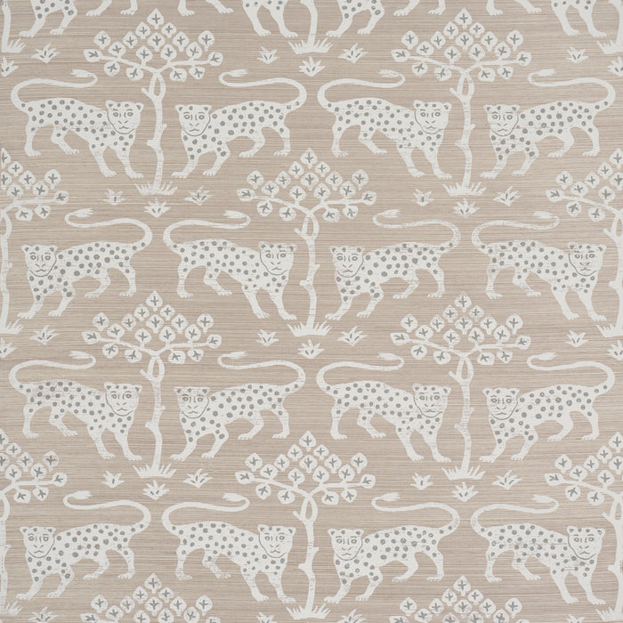 Schumacher Woodland Leopard Sisal Silver Wallpaper Sample 5012304