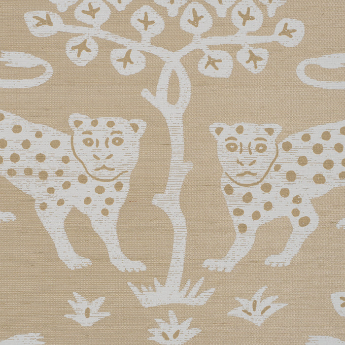 Schumacher Woodland Leopard Sisal Beige Wallpaper Sample 5012305