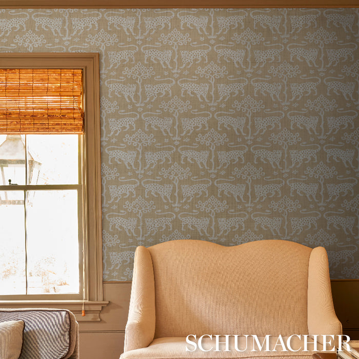 Schumacher Woodland Leopard Sisal Beige Wallpaper Sample 5012305