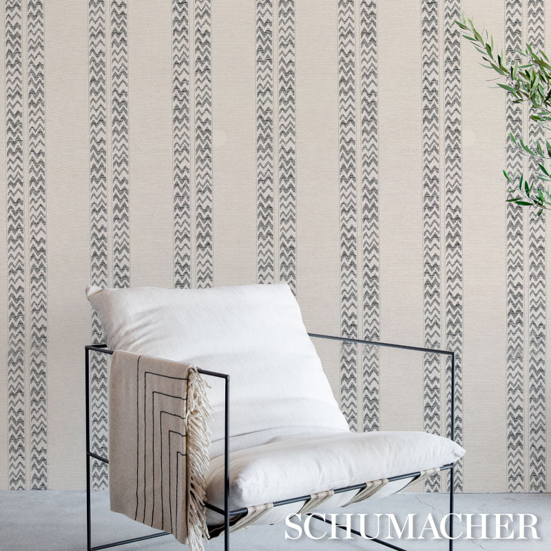 Schumacher Kudu Stripe Black Wallpaper Sample 5012310