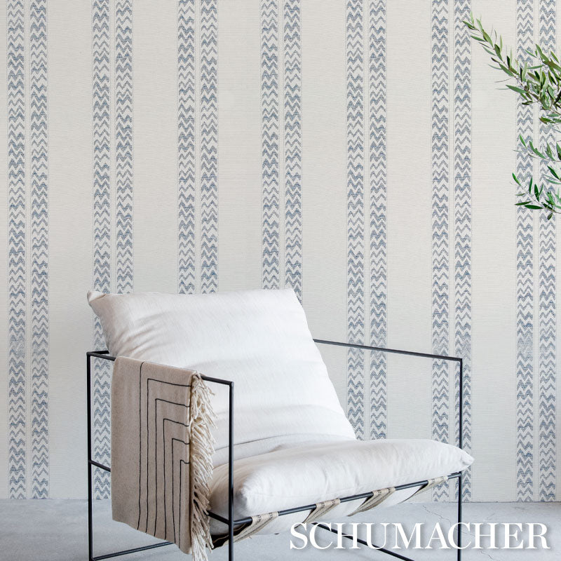 Schumacher Kudu Stripe Slate Wallpaper Sample 5012311