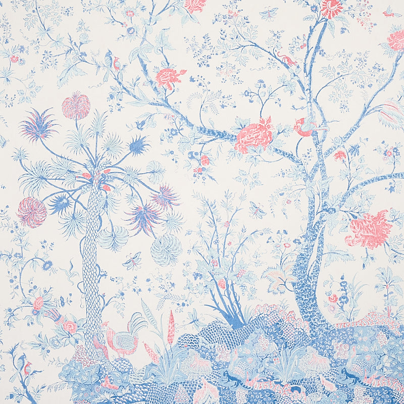 Schumacher Amaltas Panel Set Blue & Red Wallpaper Sample 5012330
