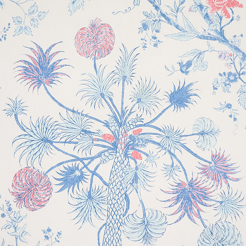 Schumacher Amaltas Panel Set Blue & Red Wallpaper Sample 5012330