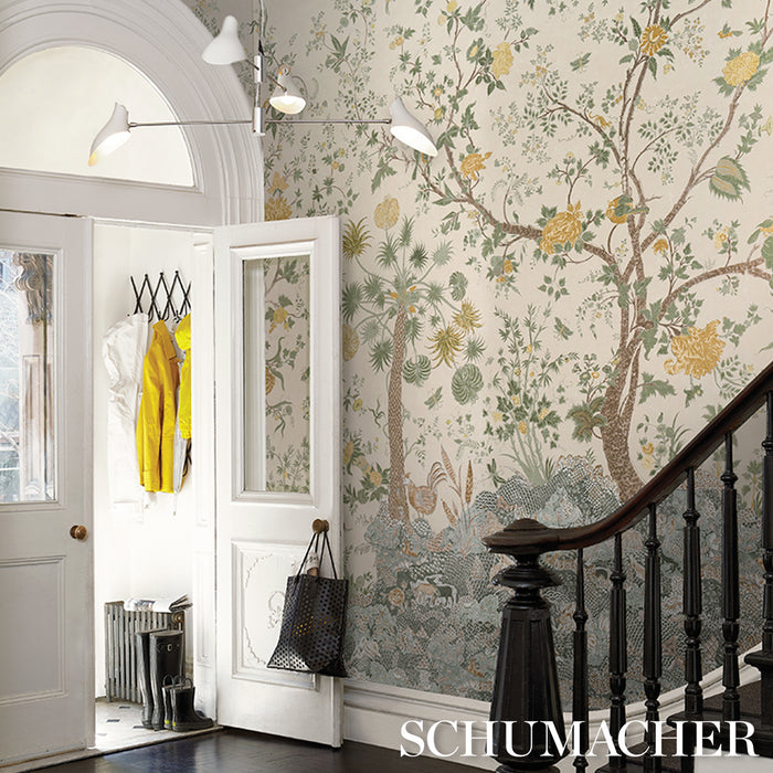 Schumacher Amaltas Panel Set Verdigris Wallpaper Sample 5012334