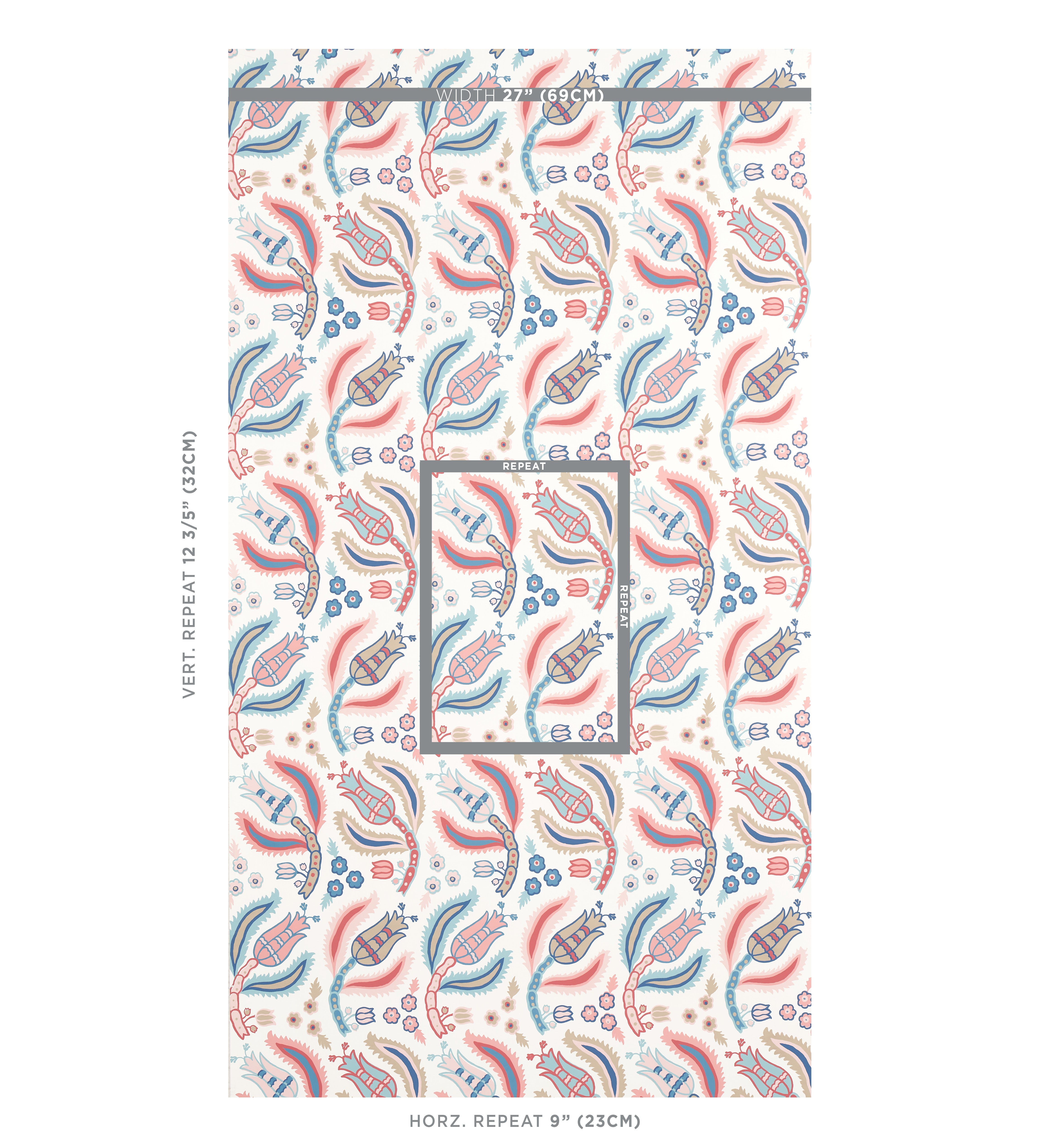 Schumacher Malabar Vine Rose & Delft Wallpaper Sample 5012341