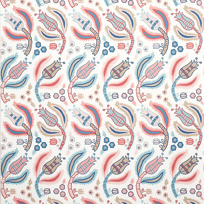 Schumacher Malabar Vine Rose & Delft Wallpaper Sample 5012341